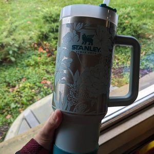 40 oz Seafoam Stanley Tumbler - NEW  - Etched Floral